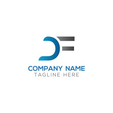 Yaratıcı Typography Vector Şablonu olan ilk Df Harfi Logosu. Yaratıcı Soyut Harf Df Logosu Tasarımı