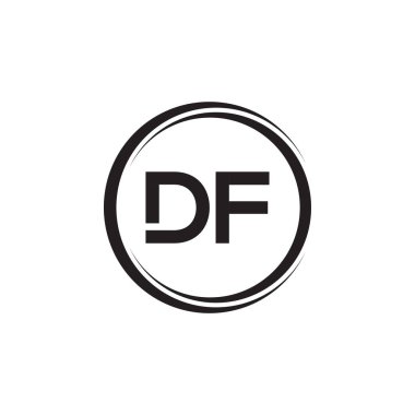 Yaratıcı Typography Vector Şablonu olan ilk Df Harfi Logosu. Yaratıcı Soyut Harf Df Logosu Tasarımı