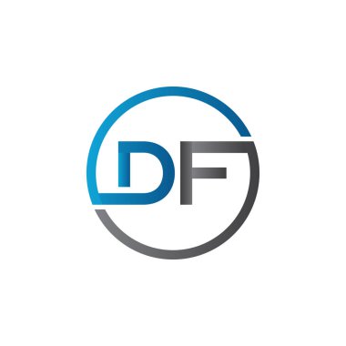 Yaratıcı Typography Vector Şablonu olan ilk Df Harfi Logosu. Yaratıcı Soyut Harf Df Logosu Tasarımı