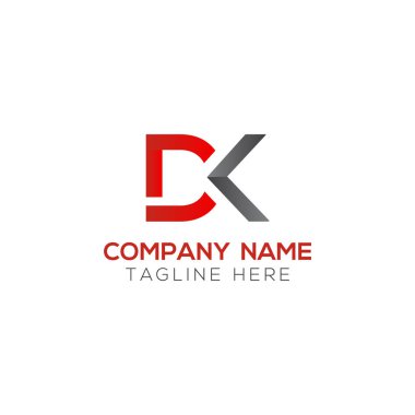 Yaratıcı Typography Vector Şablonu olan ilk Dk Harfi Logosu. Yaratıcı Soyut Harf Logosu Tasarımı