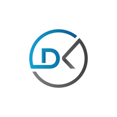 Yaratıcı Typography Vector Şablonu olan ilk Dk Harfi Logosu. Yaratıcı Soyut Harf Logosu Tasarımı