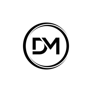 Yaratıcı Typography Vector Şablonu olan ilk Dm Harf Logosu. Yaratıcı Soyut Harf Logosu Tasarımı