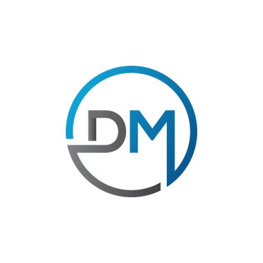 Yaratıcı Typography Vector Şablonu olan ilk Dm Harf Logosu. Yaratıcı Soyut Harf Logosu Tasarımı