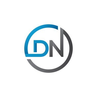 Yaratıcı Typography Vector Şablonu 'na sahip ilk Dn Harfi Logosu. Yaratıcı Soyut Harf Logosu Tasarımı