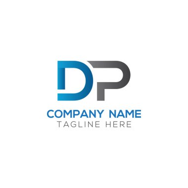 Yaratıcı Typography Vector Şablonu 'na sahip ilk Dp Harfi Logosu. Yaratıcı Soyut Harf Logosu Tasarımı