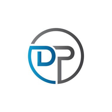 Yaratıcı Typography Vector Şablonu 'na sahip ilk Dp Harfi Logosu. Yaratıcı Soyut Harf Logosu Tasarımı
