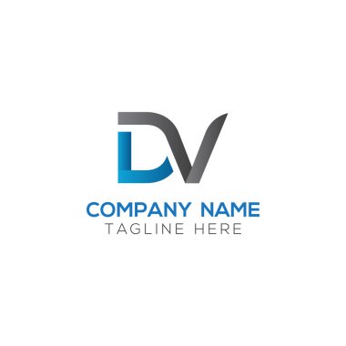 Yaratıcı Typography Vector Şablonu 'na sahip ilk Dv Harfi Logosu. Yaratıcı Soyut Harf Logosu Tasarımı