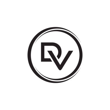Yaratıcı Typography Vector Şablonu 'na sahip ilk Dv Harfi Logosu. Yaratıcı Soyut Harf Logosu Tasarımı