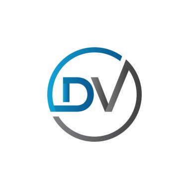 Yaratıcı Typography Vector Şablonu 'na sahip ilk Dv Harfi Logosu. Yaratıcı Soyut Harf Logosu Tasarımı