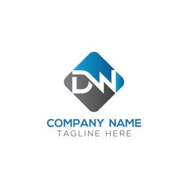 Yaratıcı Typography Vector Şablonu olan ilk DW Harf Logosu. Yaratıcı Soyut Harf Logosu Tasarımı