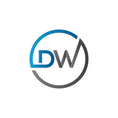 Yaratıcı Typography Vector Şablonu olan ilk DW Harf Logosu. Yaratıcı Soyut Harf Logosu Tasarımı