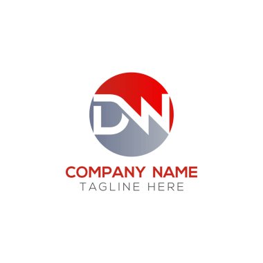 Yaratıcı Typography Vector Şablonu olan ilk DW Harf Logosu. Yaratıcı Soyut Harf Logosu Tasarımı