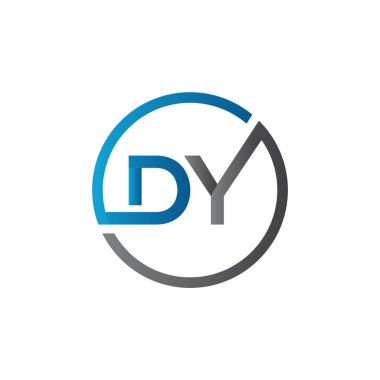 Yaratıcı Typography Vector Şablonu 'na sahip ilk Dy Harfi Logosu. Yaratıcı Soyut Harf Logosu Tasarımı