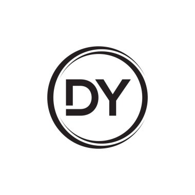 Yaratıcı Typography Vector Şablonu 'na sahip ilk Dy Harfi Logosu. Yaratıcı Soyut Harf Logosu Tasarımı