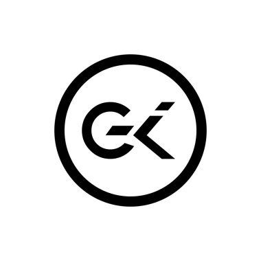 İlk Gk Harfi Bağlı Logo. Gk harfi Tip Logo Tasarım Şablonu. Soyut Harf Gk logosu Tasarımı