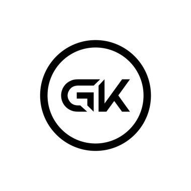 İlk Gk Harfi Bağlı Logo. Gk harfi Tip Logo Tasarım Şablonu. Soyut Harf Gk logosu Tasarımı