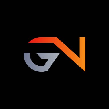 İlk Gn Harfi Bağlı Logo. Gn harfi Tip Logo Tasarım Şablonu. Soyut Harf Gn logo Tasarımı