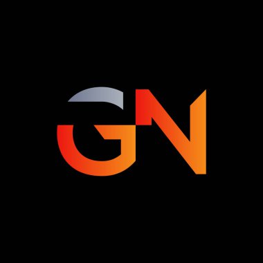 İlk Gn Harfi Bağlı Logo. Gn harfi Tip Logo Tasarım Şablonu. Soyut Harf Gn logo Tasarımı