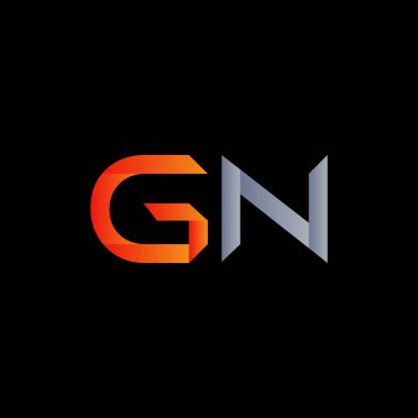 İlk Gn Harfi Bağlı Logo. Gn harfi Tip Logo Tasarım Şablonu. Soyut Harf Gn logo Tasarımı