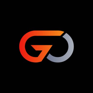İlk Go Harfi Bağlı Logo. Git harf tipi logo tasarım vektör şablonu. Soyut Harf Go logosu Tasarımı