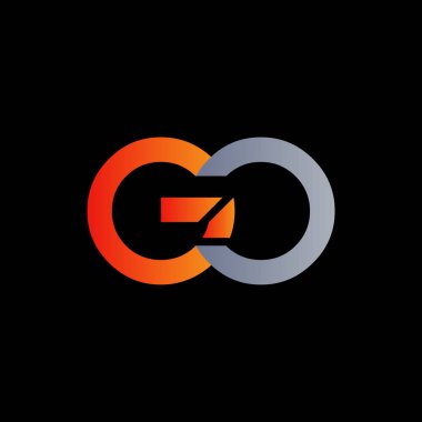 İlk Go Harfi Bağlı Logo. Git harf tipi logo tasarım vektör şablonu. Soyut Harf Go logosu Tasarımı