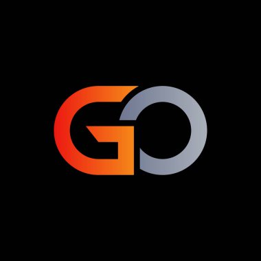 İlk Go Harfi Bağlı Logo. Git harf tipi logo tasarım vektör şablonu. Soyut Harf Go logosu Tasarımı