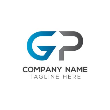 Baş GP Harfi Bağlı Logo. Gp harfi Tip Logo Tasarım Şablonu. Soyut Harf GP logosu Tasarımı