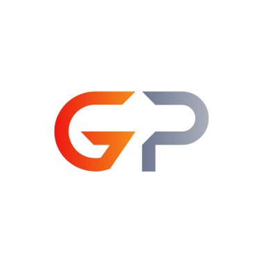 Baş GP Harfi Bağlı Logo. Gp harfi Tip Logo Tasarım Şablonu. Soyut Harf GP logosu Tasarımı