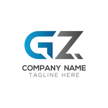 İlk Gz Harfi Bağlı Logo. Gz harfi Tip Logo Tasarım Şablonu. Soyut Harf Gz logo Tasarımı