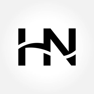 Hn Logo Tasarım Şablonu. İlk Hn Vektör İllüstrasyonu