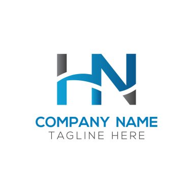 Hn Logo Tasarım Şablonu. İlk Hn Vektör İllüstrasyonu