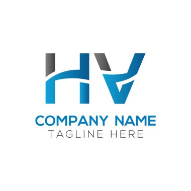 Hv Logo Tasarım Vektör Şablonu. İlk Hv Vektör İllüstrasyonu