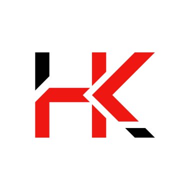 Hk Logo Tasarım Vektör Şablonu. İlk Hk Vektör İllüstrasyonu