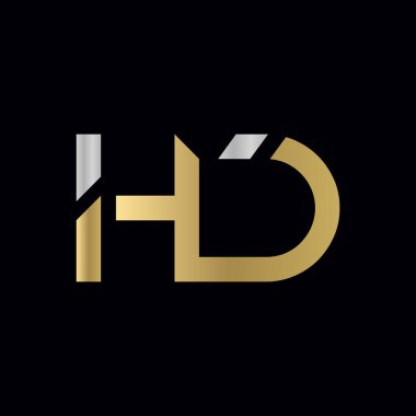 Hd Logo Tasarım Şablonu. İlk Hd Harf Tasarım Vektörü İllüstrasyonu