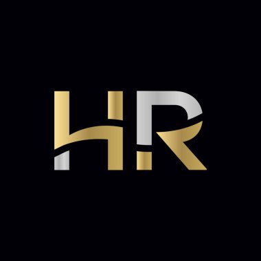 Hr Logo Tasarım Şablonu. İlk Hr Harf Tasarım Vektörü İllüstrasyonu