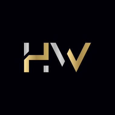 Hw Logo Tasarım Vektör Şablonu. İlk Hw Harf Tasarım Vektörü İllüstrasyonu