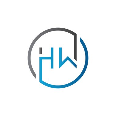 Hw Logo Tasarım Vektör Şablonu. İlk Hw Harf Tasarım Vektörü İllüstrasyonu