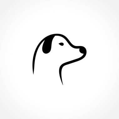 Köpek Başı Logo Tasarım Vektör Şablonu. Siyah Renkli Karakter Yüzlü Köpek Simgesi