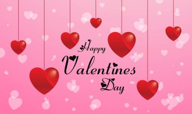 Sevgililer Günü 'nüz kutlu olsun. Romantik Aşk Kalpli Typography Vector Şablonu. Sevgililer Günü Kağıt Sanatı, Tebrik Kartı Tasarımı