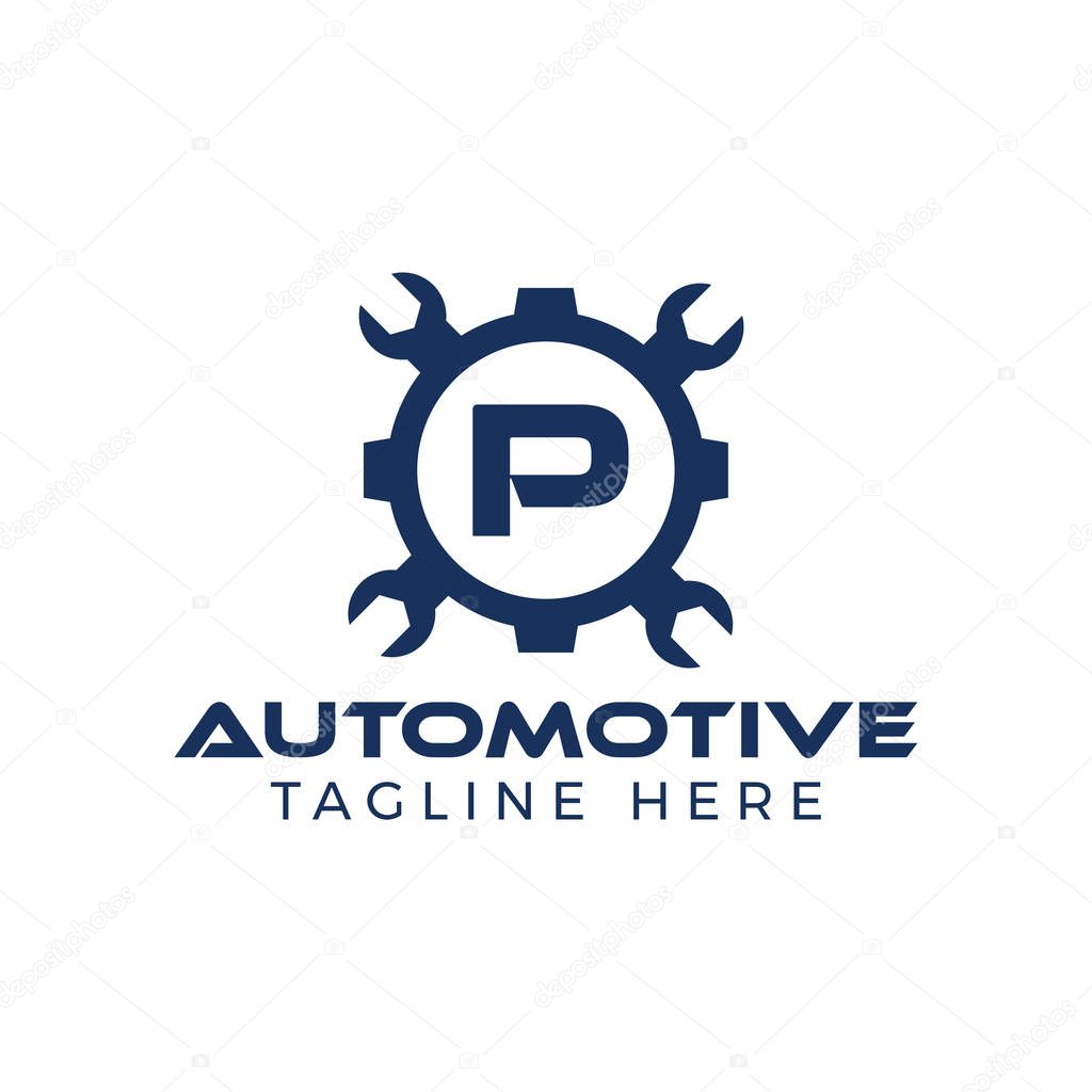 Automotive letter P Logo Design Vector Template. Motor Business Alphabet Design P Vector Illustration
