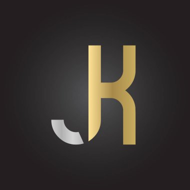 Yaratıcı harf Jk Logo Tasarım Vektör Şablonu. İlk Bağlı Harf Jk Logo Tasarımı