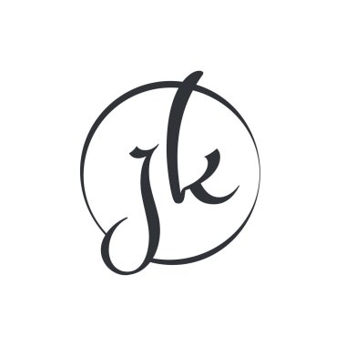 Yaratıcı harf Jk Logo Tasarım Vektör Şablonu. İlk Bağlı Harf Jk Logo Tasarımı
