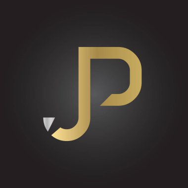 Yaratıcı harf Jp Logo Tasarım Vektör Şablonu. İlk Bağlı Harf JP Logo Tasarımı