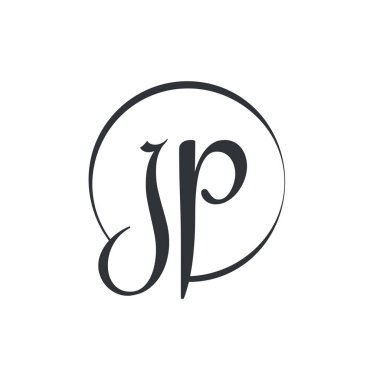 Yaratıcı harf Jp Logo Tasarım Vektör Şablonu. İlk Bağlı Harf JP Logo Tasarımı