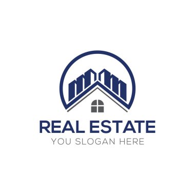 Emlak işi logo vektör şablonu. Soyut ev ya da ev logosu. Bina, Emlak Geliştirme ve İnşaat Logosu.