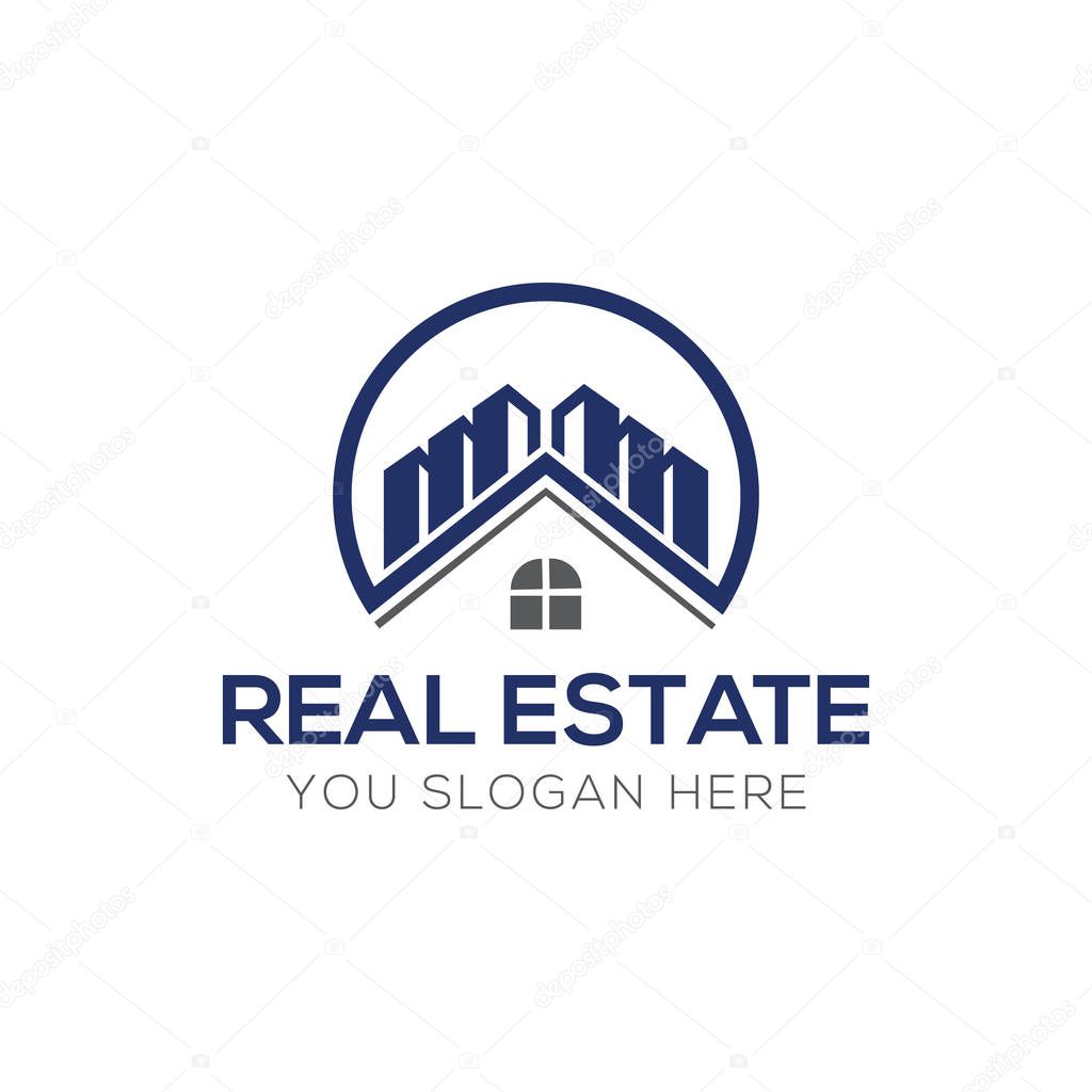 Real Estate Business Logo Vector Template. Abstract house or home logo. Building, Property Development, and Construction Logo.