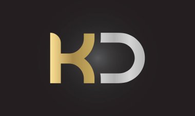 İlk Alfabe Kd Logo Tasarım Şablonu. Bağlı Harf Kd Logo Vektörü