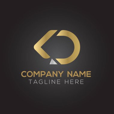 İlk Alfabe Kd Logo Tasarım Şablonu. Bağlı Harf Kd Logo Vektörü