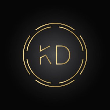 İlk Alfabe Kd Logo Tasarım Şablonu. Bağlı Harf Kd Logo Vektörü