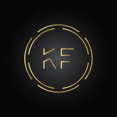İlk Alfabe Kf Logo Tasarım Şablonu. Bağlı Harf Kf Logo Vektörü
